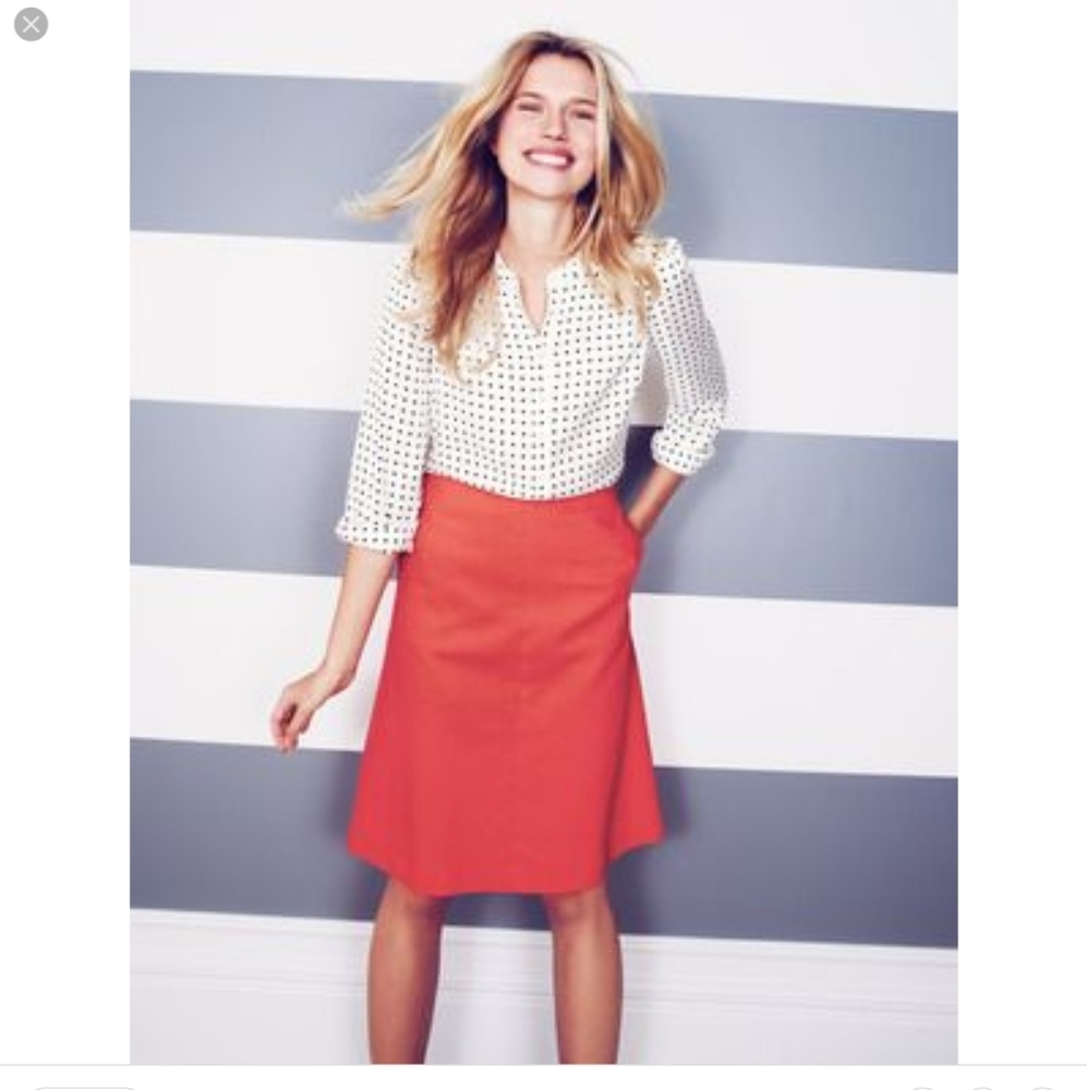 Boden size 6R Coral "Lena" skirt